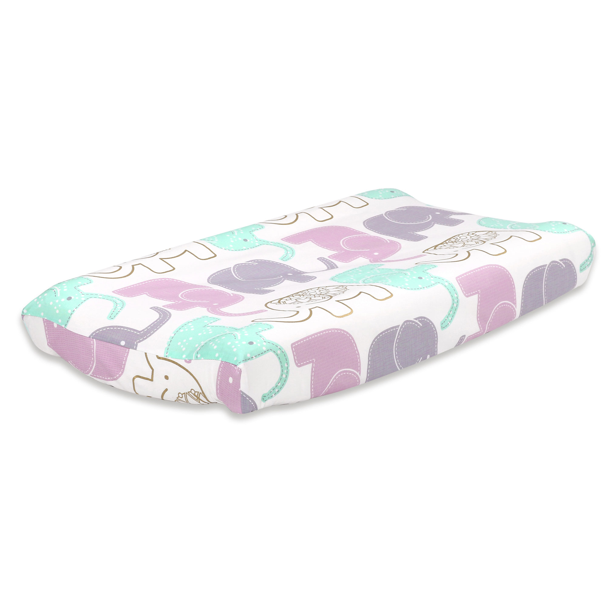 Little Peanut Lilac and Gold Elephant Changing Pad Cover by 